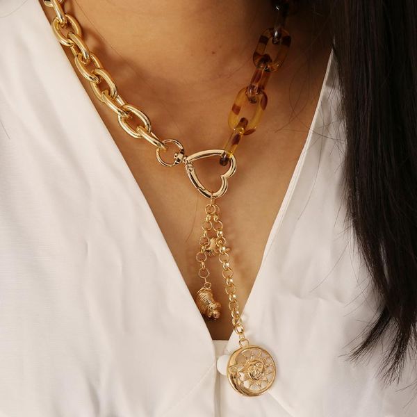 pendant necklaces creative retro aluminum chain leopard print love exaggerated necklace ladies products, Silver
pendant necklaces creative retro aluminum chain leopard print love exaggerated necklace ladies products, Silver