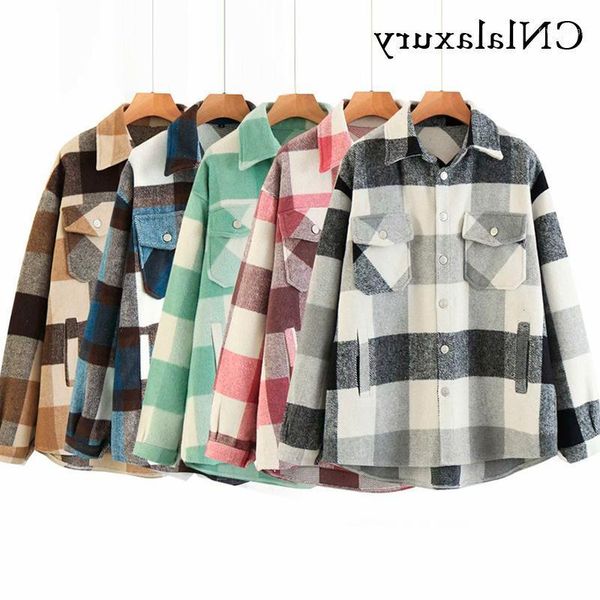 women's jackets oversized vintage pockets plaid jacket coat women 2021 fashion lapel collar long sleeve loose female outerwear chic, Black;brown
women's jackets oversized vintage pockets plaid jacket coat women 2021 fashion lapel collar long sleeve loose female outerwear chic, Black;brown