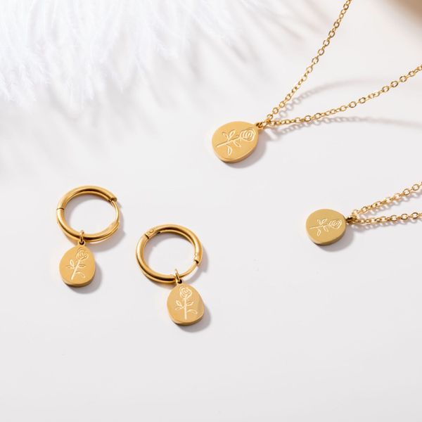 european and american explosive light luxury flower ins earrings necklace 18k gold fashion simple wild titanium steel earrings, Silver
european and american explosive light luxury flower ins earrings necklace 18k gold fashion simple wild titanium steel earrings, Silver