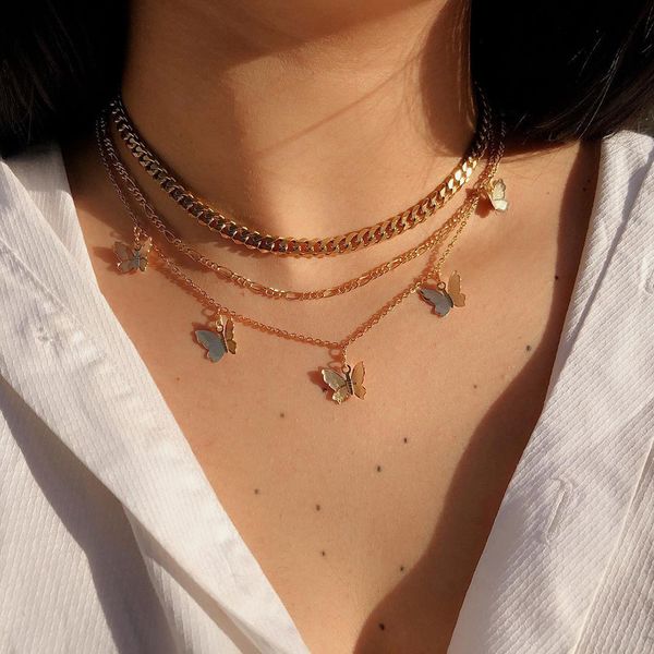 vintage butterfly multilayer collar choker necklace for women bohemian metal butterfly thick chain pendant necklace jewelry gift, Silver
vintage butterfly multilayer collar choker necklace for women bohemian metal butterfly thick chain pendant necklace jewelry gift, Silver