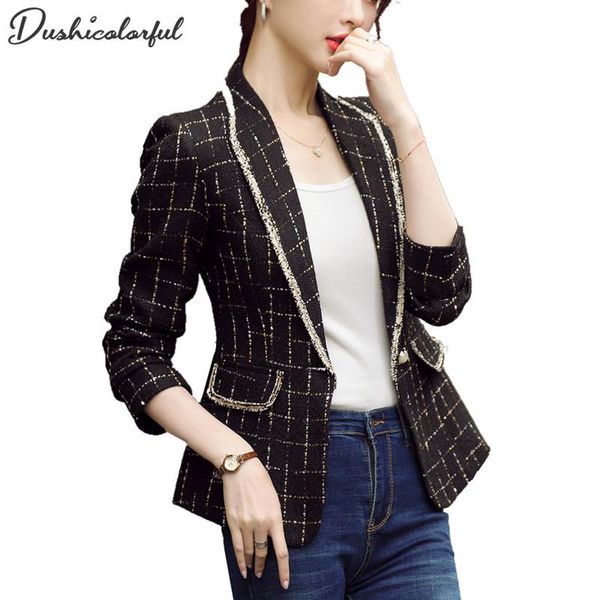 women's jackets spring and autumn ladies tweed jacket fashion suit short black white plaid women stitched coat, Black;brown
women's jackets spring and autumn ladies tweed jacket fashion suit short black white plaid women stitched coat, Black;brown