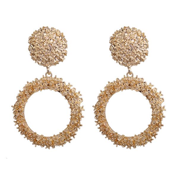 new earrings fashionable round alloy spray paint electroplating earrings for women, Golden
new earrings fashionable round alloy spray paint electroplating earrings for women, Golden