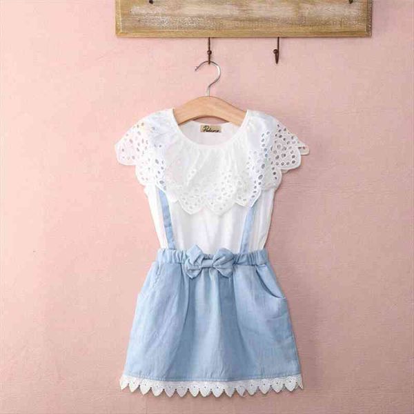 2pcs newborn baby girl solid ruffles t shirt denim strap dress outfit summer casual cute clothes set 2 7y, White
2pcs newborn baby girl solid ruffles t shirt denim strap dress outfit summer casual cute clothes set 2 7y, White