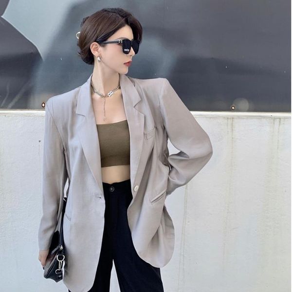women's suits & blazers 2021 early autumn clothing fashion single buckle solid color women korean style loose straight suit blazer, White;black
women's suits & blazers 2021 early autumn clothing fashion single buckle solid color women korean style loose straight suit blazer, White;black