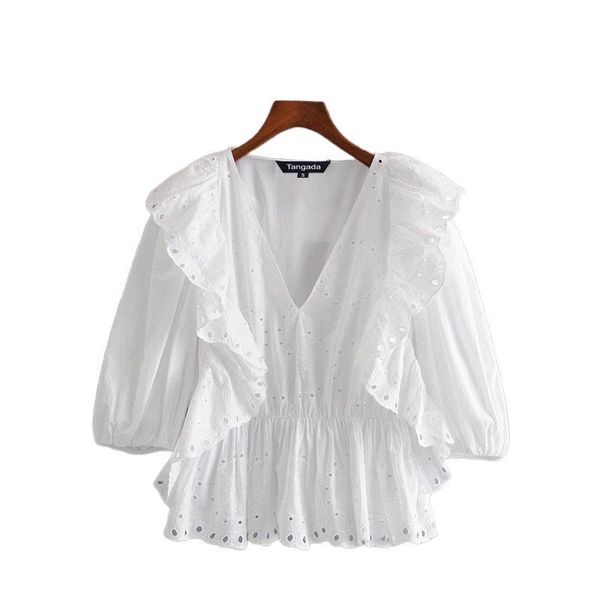 tangada women ruffle white embroidery hole summer shirts half sleeve v neck elegant ladies blouses 3h300 drop shipping
tangada women ruffle white embroidery hole summer shirts half sleeve v neck elegant ladies blouses 3h300 drop shipping