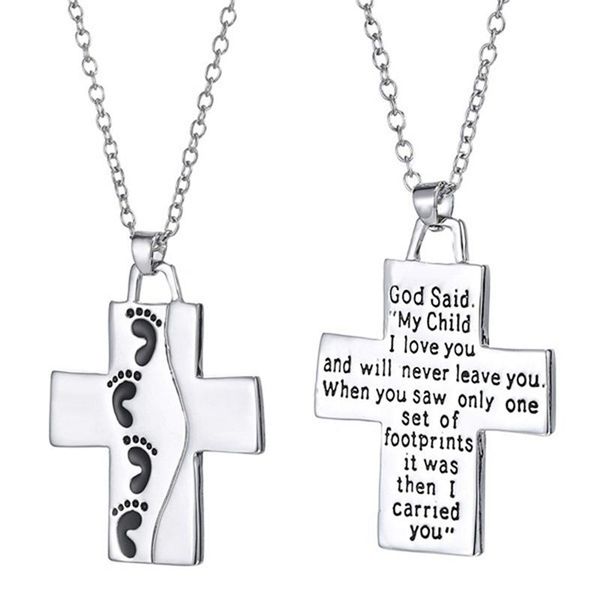 pendant necklaces letter god said on back footprints necklace cross men's chain for male female necklaceb gift, Silver
pendant necklaces letter god said on back footprints necklace cross men's chain for male female necklaceb gift, Silver