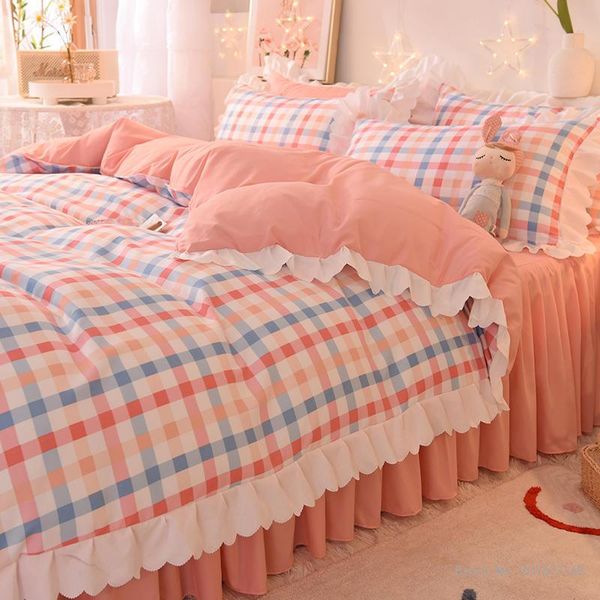 bedding sets colorful plaid cotton bed 4-piece skirt ruffled quilt cover sheet pillowcase simple girly three-piece suit
bedding sets colorful plaid cotton bed 4-piece skirt ruffled quilt cover sheet pillowcase simple girly three-piece suit