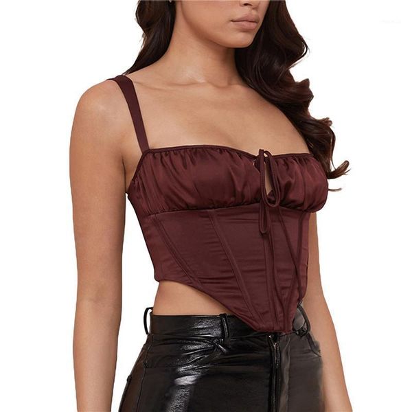summer women's solid color bustier tanks camis low neck hollowed lace-up back zipper closure irregular short vest clothes, White
summer women's solid color bustier tanks camis low neck hollowed lace-up back zipper closure irregular short vest clothes, White