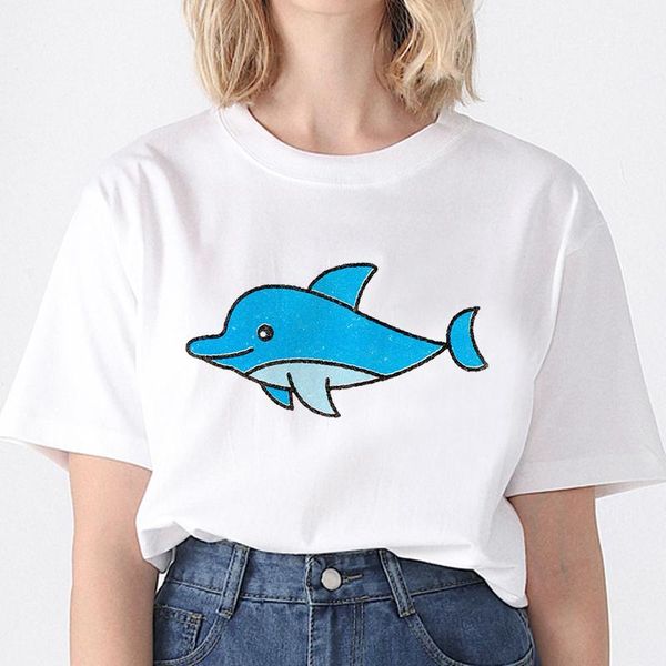 women's t-shirt girls' t shirt o neck cute cartoon dolphin print ladies summer short sleeved graphic casual funny fashion tees, White
women's t-shirt girls' t shirt o neck cute cartoon dolphin print ladies summer short sleeved graphic casual funny fashion tees, White