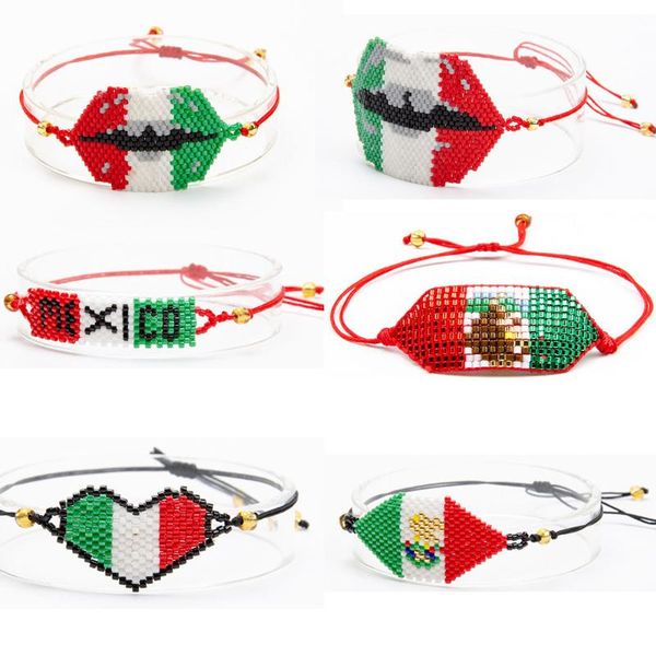 charm bracelets handmade miyuki mexican flag bracelet fashion mouth florida summer vacation beading jewelry national 2021 party gift, Golden;silver
charm bracelets handmade miyuki mexican flag bracelet fashion mouth florida summer vacation beading jewelry national 2021 party gift, Golden;silver