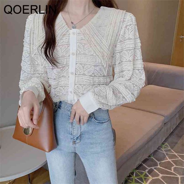 lace embroidery blouse women french hollow out peter pan collar blusa shirts summer elegant long sleeve female 210601, White
lace embroidery blouse women french hollow out peter pan collar blusa shirts summer elegant long sleeve female 210601, White