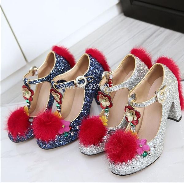 dress shoes bling flower fur decor chunky heel women pumps fashion rhinestone thick wedding lady design party shoe, Black
dress shoes bling flower fur decor chunky heel women pumps fashion rhinestone thick wedding lady design party shoe, Black