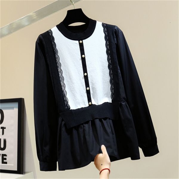 counter color female shirt 2021 korean style spring lace patch tights pullovers loose ktjx, White;black
counter color female shirt 2021 korean style spring lace patch tights pullovers loose ktjx, White;black
