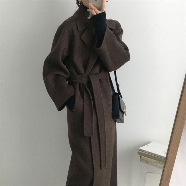 women's wool & blends korean lazy style warm female fresh winter 2021 classical belt retro loose women woolen coats chic casual long co, Black
women's wool & blends korean lazy style warm female fresh winter 2021 classical belt retro loose women woolen coats chic casual long co, Black