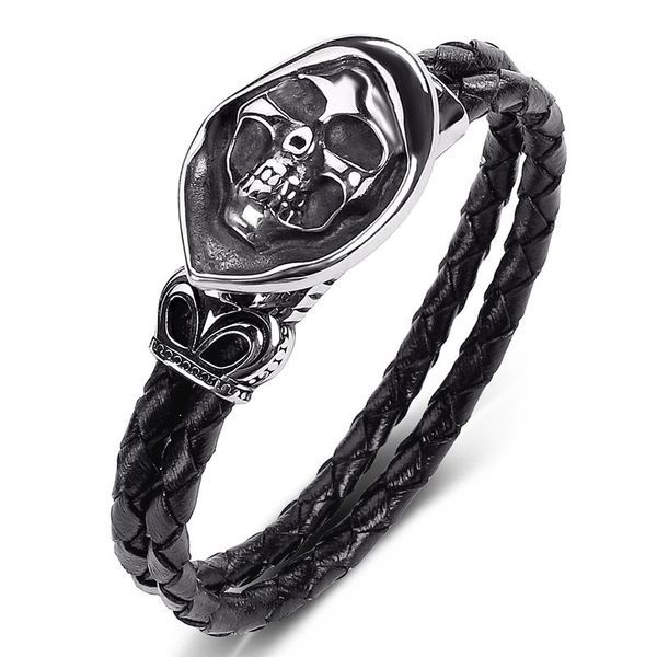 charm bracelets fashion stainless steel skull leather handmade bracelet punk vintage men jewelry hand bangles braided wristband male gift p5, Golden;silver
charm bracelets fashion stainless steel skull leather handmade bracelet punk vintage men jewelry hand bangles braided wristband male gift p5, Golden;silver