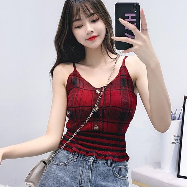 women's tanks & camis women plaid knitted buttons cropped sleeveless camisole ruffles sweet chic tee shirts female est tank, White
women's tanks & camis women plaid knitted buttons cropped sleeveless camisole ruffles sweet chic tee shirts female est tank, White