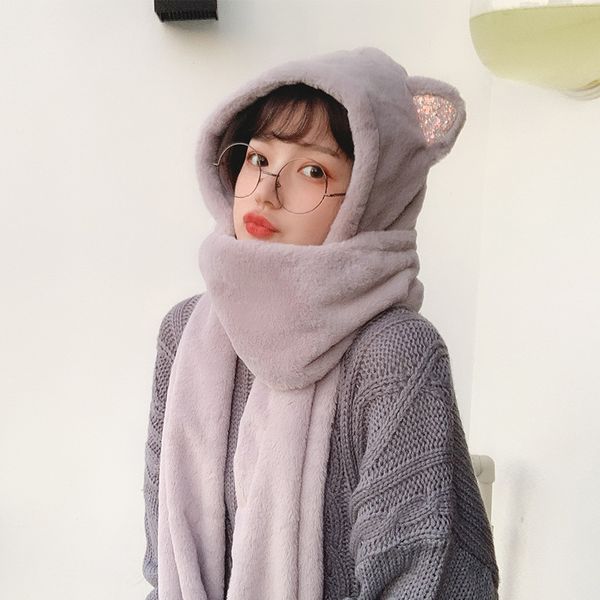 hat female autumn sweet lovely winter plush scarf one ear protection warm gloves three piece set tide, Black;white
hat female autumn sweet lovely winter plush scarf one ear protection warm gloves three piece set tide, Black;white