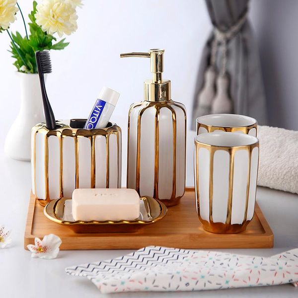 bath accessory set european ceramic bathroom accessories golden stroke deskmouth cup creativity modern home bathrooms five-piece sets
bath accessory set european ceramic bathroom accessories golden stroke deskmouth cup creativity modern home bathrooms five-piece sets