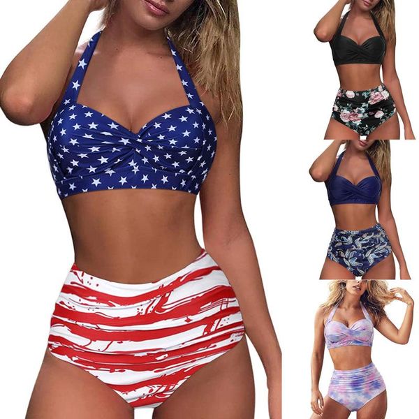women's swimwear fashion women vintage swimsuit two pieces retro halter ruched high waist print bikini set black polyester, White;black
women's swimwear fashion women vintage swimsuit two pieces retro halter ruched high waist print bikini set black polyester, White;black