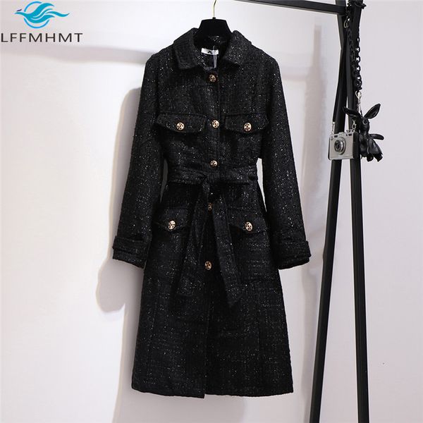 2021 150kg 2xl-6xl large size winter fall new women wool blends solid color elegant slim long tweed coat korea style female outerwear su8g, Black
2021 150kg 2xl-6xl large size winter fall new women wool blends solid color elegant slim long tweed coat korea style female outerwear su8g, Black