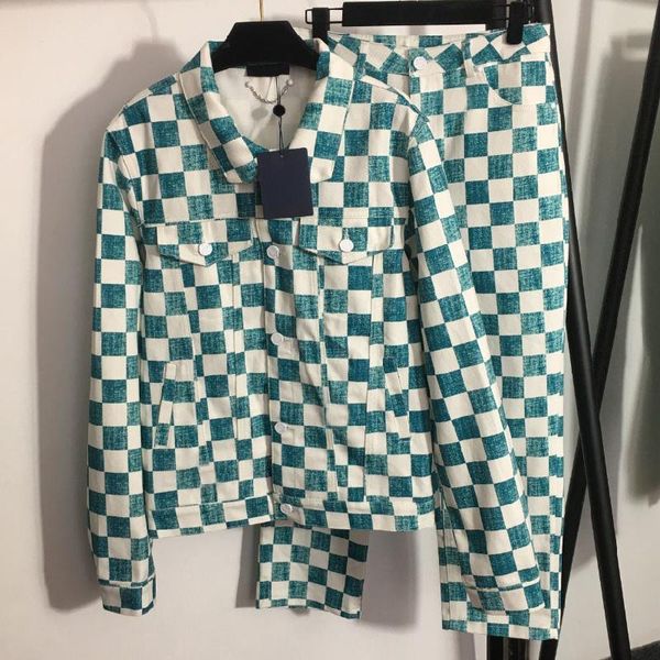 women's two piece pants luxury design contrast color lattice fashion women' long sleeved cowboy coat + high waist slim fitting sui, White
women's two piece pants luxury design contrast color lattice fashion women' long sleeved cowboy coat + high waist slim fitting sui, White
