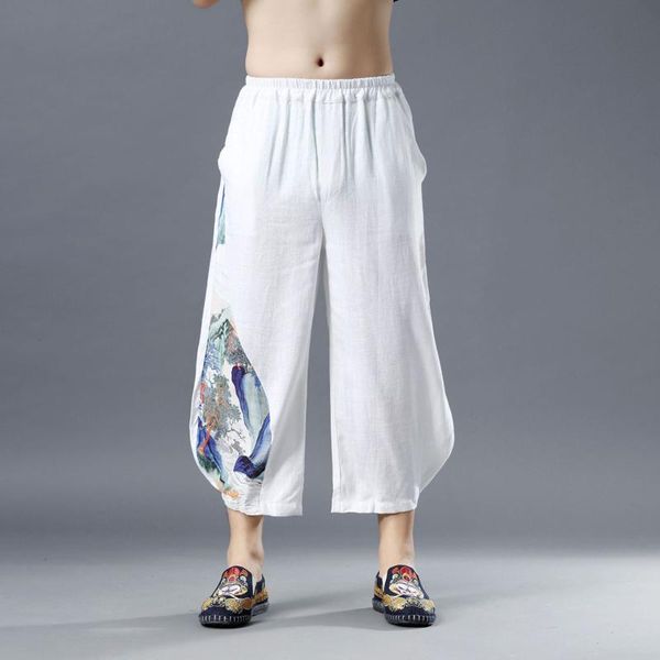 ethnic clothing chinese style pants for man three quarter trousers casual flax all-match loose mountain flowing water printing 2021, Red
ethnic clothing chinese style pants for man three quarter trousers casual flax all-match loose mountain flowing water printing 2021, Red