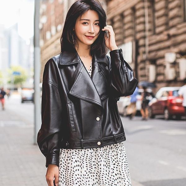 women's leather & faux autumn jacket women loose turndown collar ladies biker punk jackets single breasted motorcycle coats, Black
women's leather & faux autumn jacket women loose turndown collar ladies biker punk jackets single breasted motorcycle coats, Black