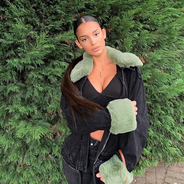 furry black vintage jeans jacket women casual elegant autumn winter denim coat ladies chic fashion overcoat female, White
furry black vintage jeans jacket women casual elegant autumn winter denim coat ladies chic fashion overcoat female, White