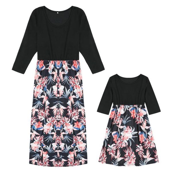 women's two piece pants family matching dress, female floral print round neck long sleeve on e-piece for spring summer, black, White
women's two piece pants family matching dress, female floral print round neck long sleeve on e-piece for spring summer, black, White
