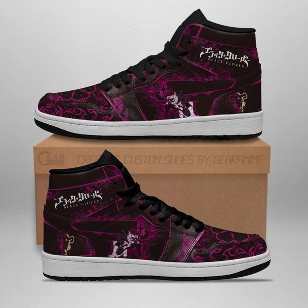 black asta sneakers custom purple clover anime