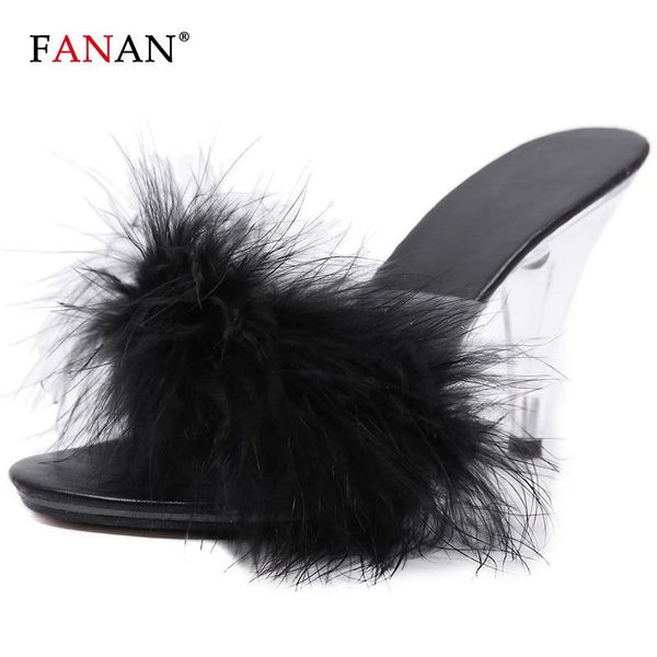 fanan women's clear kitten heel slippers mules open peep toe high heels slide sandals female slip on feather dress pumps shoes, Black
fanan women's clear kitten heel slippers mules open peep toe high heels slide sandals female slip on feather dress pumps shoes, Black