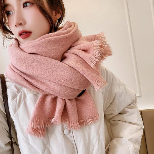scarves 2021 autumn winter knitted scarf for women soft thick warm pashmina shawl students solid tassel wraps, Blue;gray
scarves 2021 autumn winter knitted scarf for women soft thick warm pashmina shawl students solid tassel wraps, Blue;gray