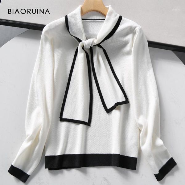 women's wool blends french style elegant black white color matching knitted pullover bow tie collar classic sweater sweaters, White;black
women's wool blends french style elegant black white color matching knitted pullover bow tie collar classic sweater sweaters, White;black