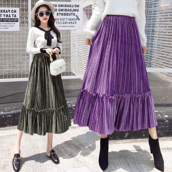 golden velvet 2019 women's autumn and winter high waist a-line pleated hong kong style fashion splicing half length skirt elastic, Black;gray
golden velvet 2019 women's autumn and winter high waist a-line pleated hong kong style fashion splicing half length skirt elastic, Black;gray
