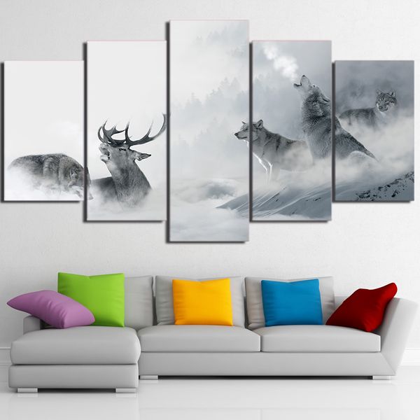 hd printed 5 piece canvas art white howling wolf group deer painting wall pictures for living room decor (no frame)
hd printed 5 piece canvas art white howling wolf group deer painting wall pictures for living room decor (no frame)