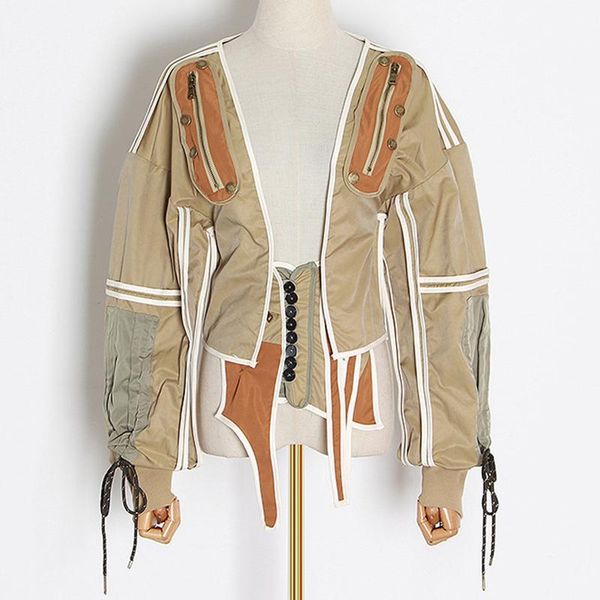 women's jackets women corset jakcet colorblock buttons zipper lace up high street tunic jaceket coat 2021, Black;brown
women's jackets women corset jakcet colorblock buttons zipper lace up high street tunic jaceket coat 2021, Black;brown