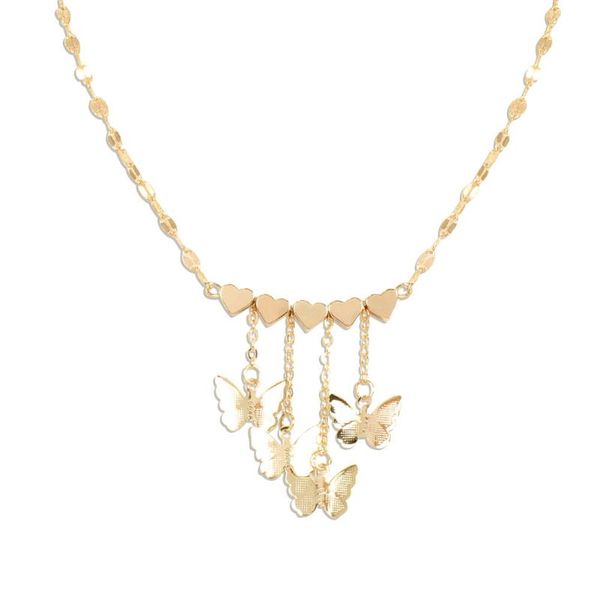 chains korean style temperament golden butterfly heart-shaped pendant necklace street fashion item women chain, Silver
chains korean style temperament golden butterfly heart-shaped pendant necklace street fashion item women chain, Silver