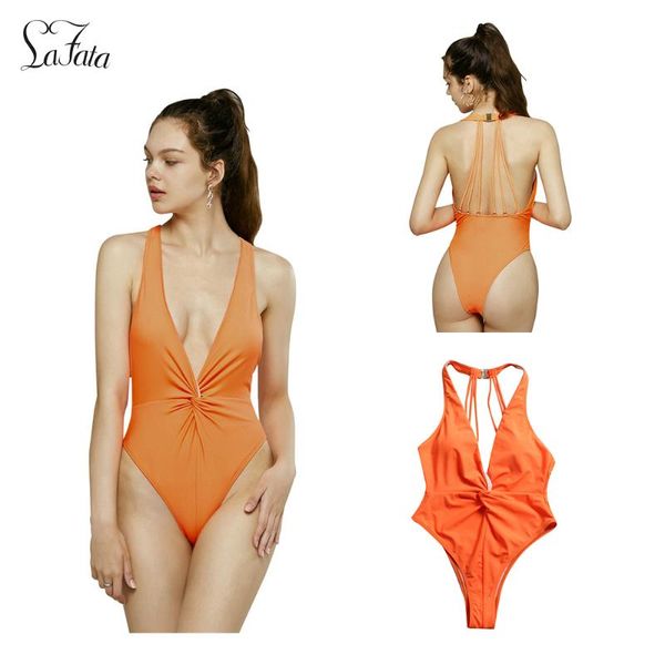 one-piece suits lafata women's shirring design v-neck low back one piece swimsuit
one-piece suits lafata women's shirring design v-neck low back one piece swimsuit