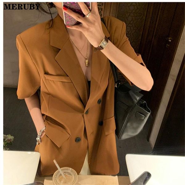 women's suits & blazers meruby solid loose double-breasted women blazer short sleeve notched collar suit jacket elegant chic female, White;black
women's suits & blazers meruby solid loose double-breasted women blazer short sleeve notched collar suit jacket elegant chic female, White;black
