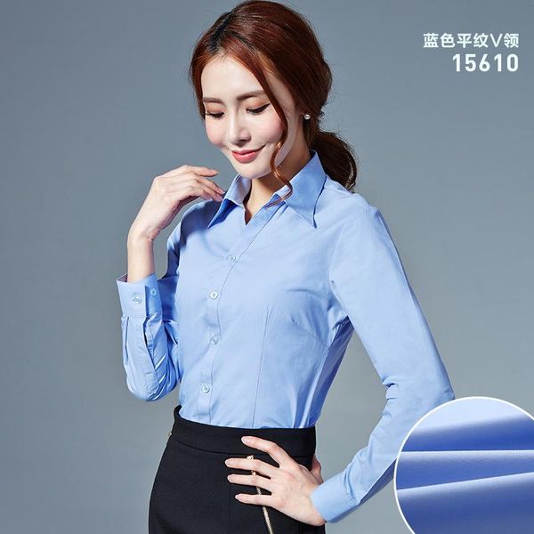 men's casual shirts autumn long sleeve shirt for female professional workers v-neck commuting pure blue undergarment, White;black
men's casual shirts autumn long sleeve shirt for female professional workers v-neck commuting pure blue undergarment, White;black