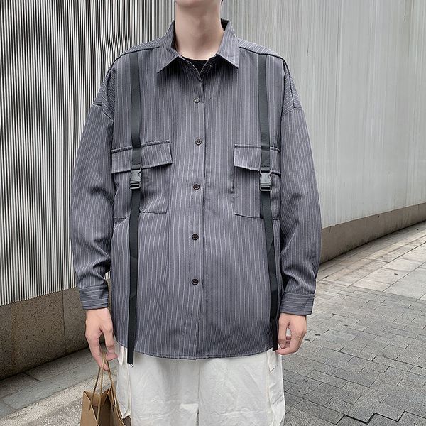 2021 new spring striped men's fashion casual pocket shirt men streetwear tooling long sleeve shirts mens m-2xl ht0j, White;black
2021 new spring striped men's fashion casual pocket shirt men streetwear tooling long sleeve shirts mens m-2xl ht0j, White;black