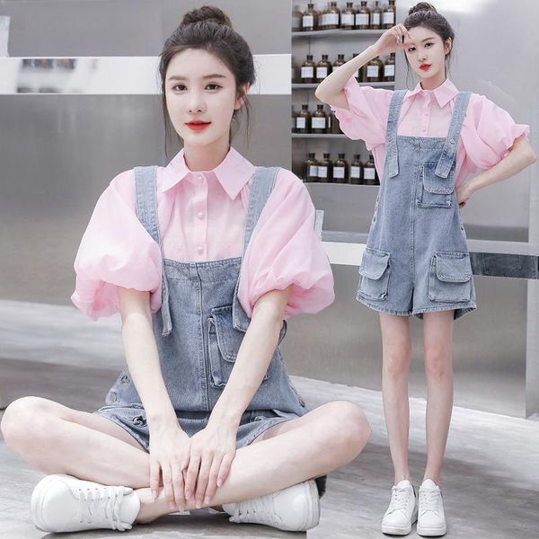 women's shorts celebrity little short sleeve shirt cowboy straps suits summer female brim minus age han edition loose tooling, White;black
women's shorts celebrity little short sleeve shirt cowboy straps suits summer female brim minus age han edition loose tooling, White;black