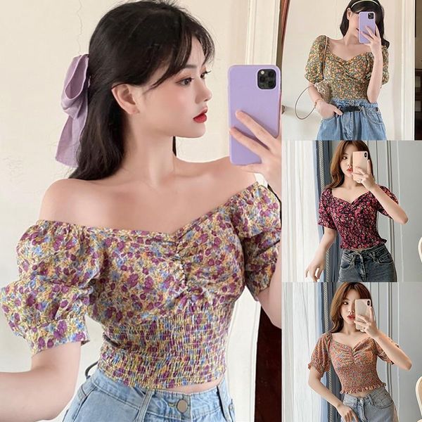 fashion summer women floral print square collar sweet puff sleeve chiffon shirt new drop shipping, White
fashion summer women floral print square collar sweet puff sleeve chiffon shirt new drop shipping, White