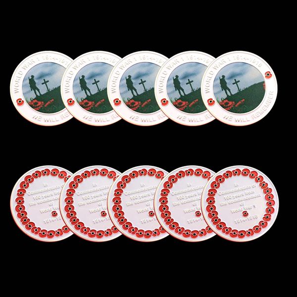 5pcs non magnetic crafts challenge coin world war 1914-1918 we will remember silver plated commemorative badge
5pcs non magnetic crafts challenge coin world war 1914-1918 we will remember silver plated commemorative badge