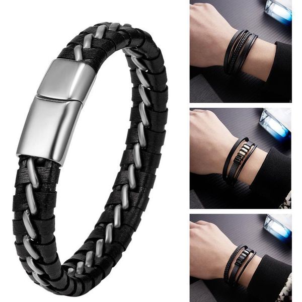 rinhoo men jewelry punk braided leather bracelet for men black brown color alloy magnetic clasp bangles male festiv jllfun, Golden;silver
rinhoo men jewelry punk braided leather bracelet for men black brown color alloy magnetic clasp bangles male festiv jllfun, Golden;silver