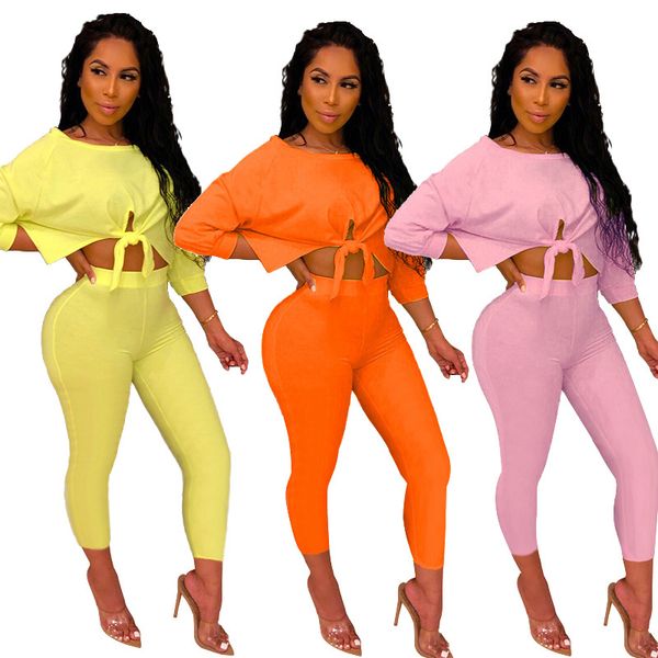 2021 new bow navel set casual solid color women two piece outfits autumn european and american suits sf4s, Gray
2021 new bow navel set casual solid color women two piece outfits autumn european and american suits sf4s, Gray