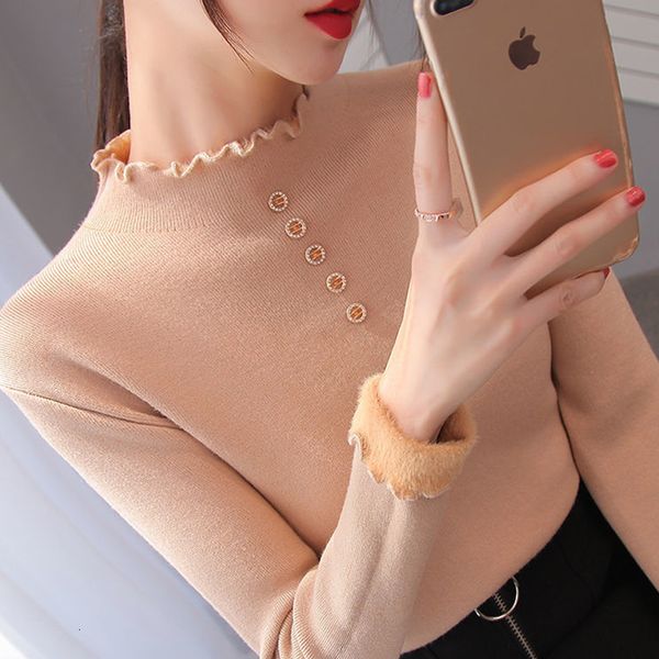 2021 new solid winter women knitted sweaters warm long sleeve jumpers fleece slim half neck office ladies pullovers with buttons 4pqq, White;black
2021 new solid winter women knitted sweaters warm long sleeve jumpers fleece slim half neck office ladies pullovers with buttons 4pqq, White;black