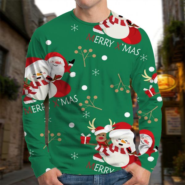 men's christmas happy doll elk print pattern shirt visual impact party fashion round neck sweatshirt, Black
men's christmas happy doll elk print pattern shirt visual impact party fashion round neck sweatshirt, Black