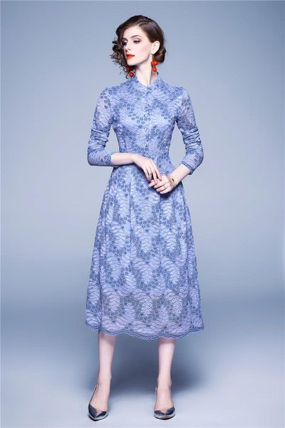 casual dresses women spring autumn designer elegant lace shirt dress sky blue ladies vintage office party robe vestidos, Black;gray
casual dresses women spring autumn designer elegant lace shirt dress sky blue ladies vintage office party robe vestidos, Black;gray