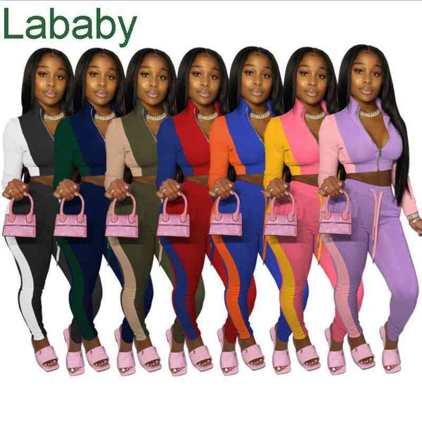 women tracksuits two pieces set designer outfits long sleeve pants jacket zipper sportswear color stitching panelled outerwear tights sports, Gray
women tracksuits two pieces set designer outfits long sleeve pants jacket zipper sportswear color stitching panelled outerwear tights sports, Gray